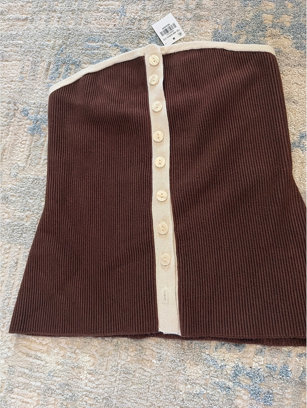 Abercrombie & Fitch Brown Ribbed Button-Up Tube Top Medium